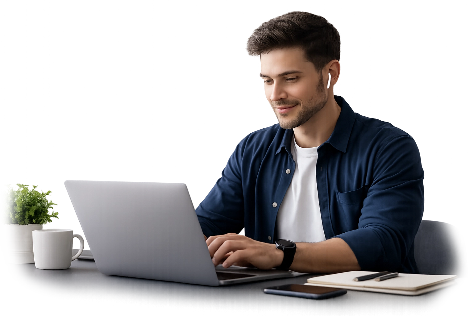 Persona utilizando su computadora